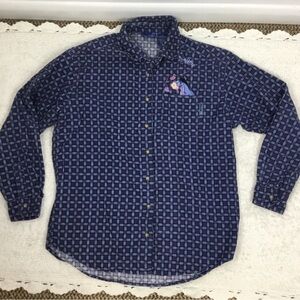 Vintage POOH Eeyore In Pocket Corduroy Long Sleeve Button Down Top Oversize S